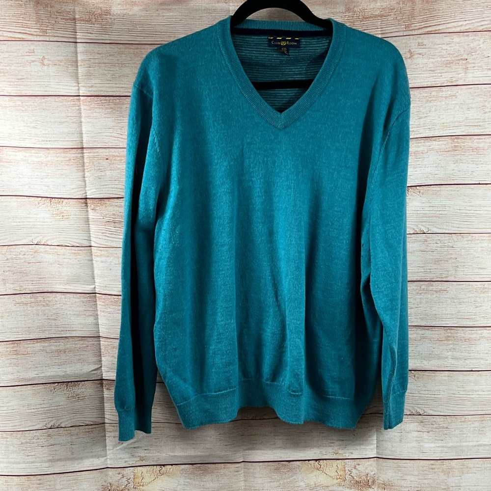 Club Room Teal V-Neck Sweater